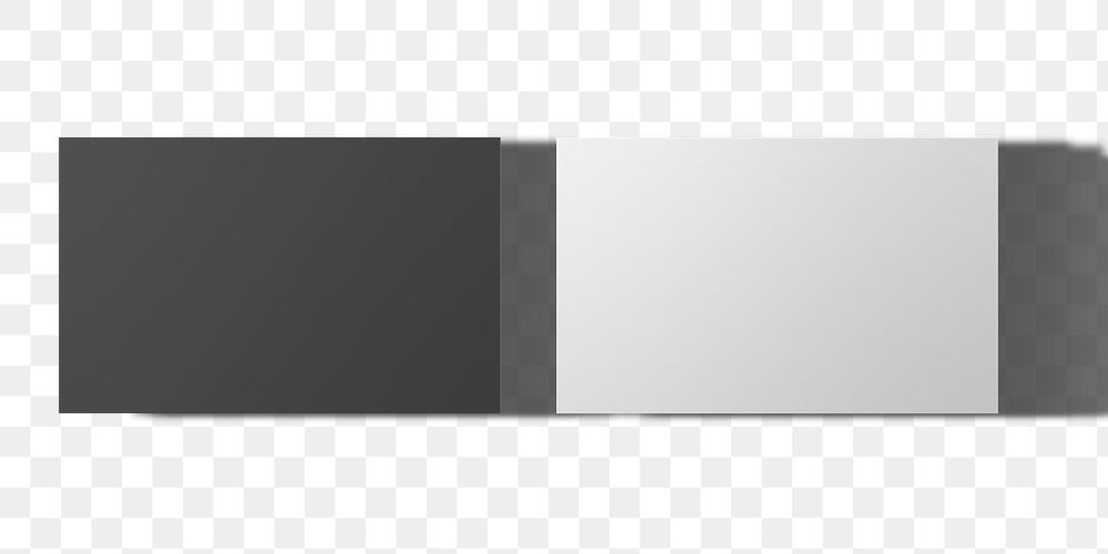 Png gray business card mockup in front and rear view on transparent background