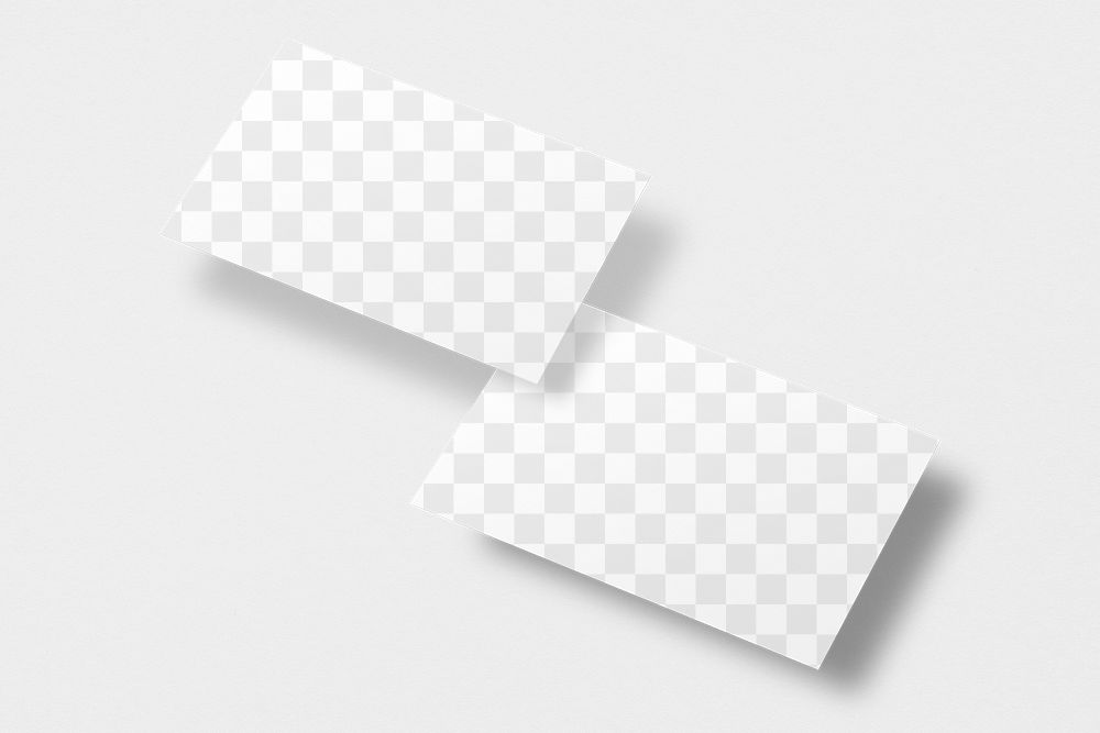 Png business card mockup on white background in front and rear view