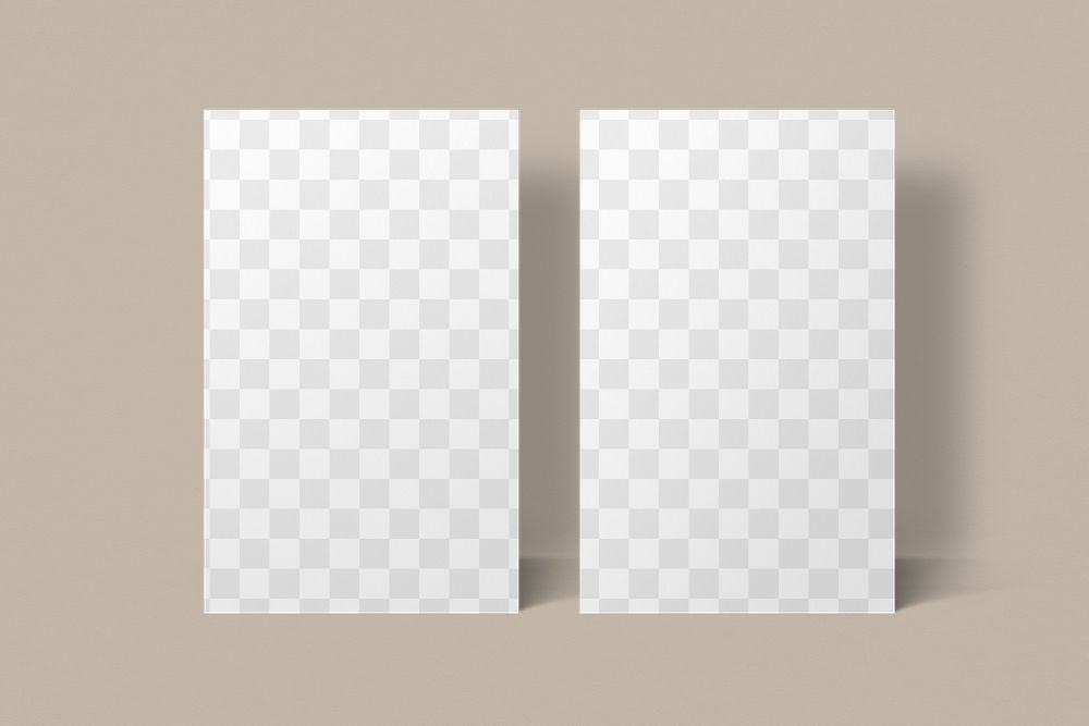 Png business card mockup on beige background in front and rear view