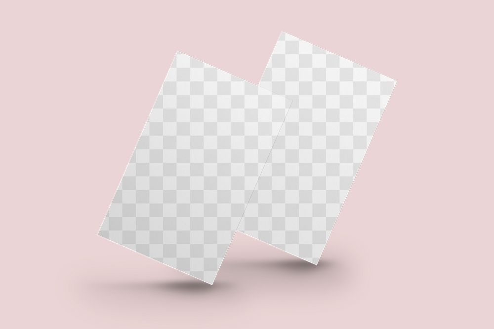 Png business card mockup on pink background in front and rear view