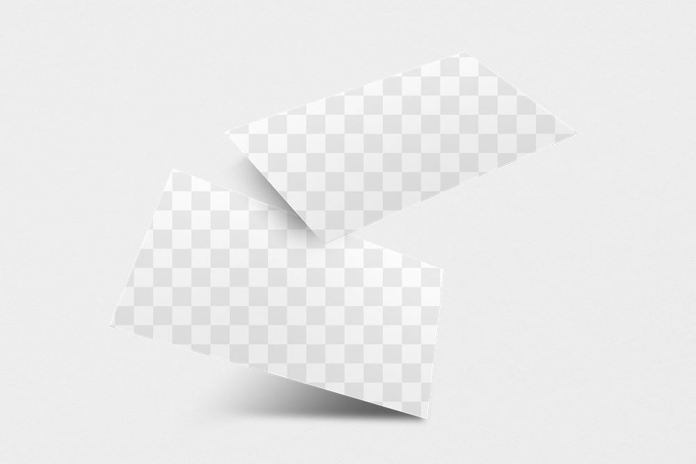 Png business card mockup on white background in front and rear view