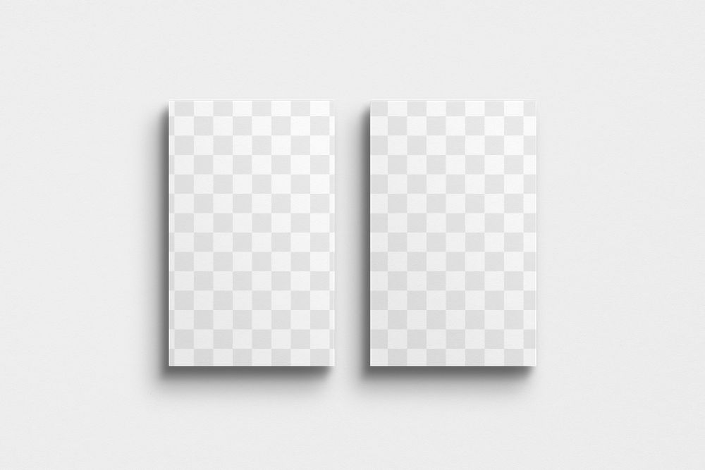 Png business card mockup on white background in front and rear view