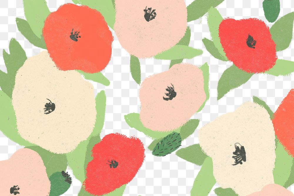 Png bright poppy sketch pattern transparent background