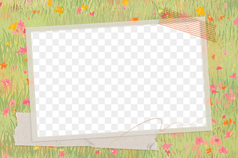 Png picture frame on flower field background
