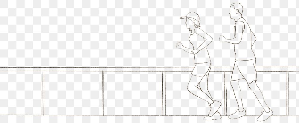 PNG runners jogging outdoors  simple line drawing