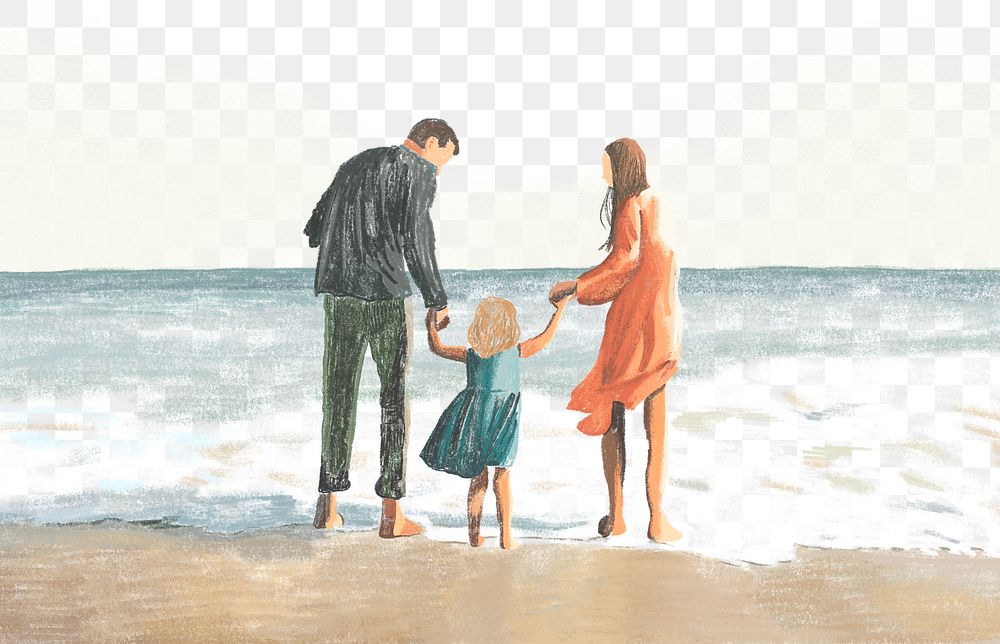 PNG family time transparent background color pencil illustration