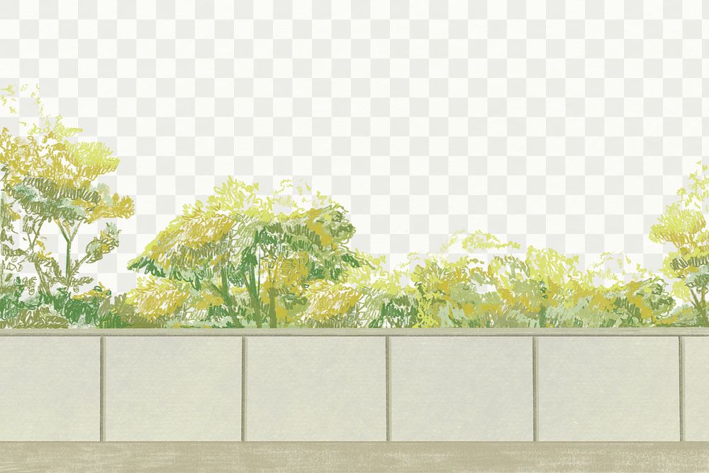 PNG green trees  transparent background color pencil illustration