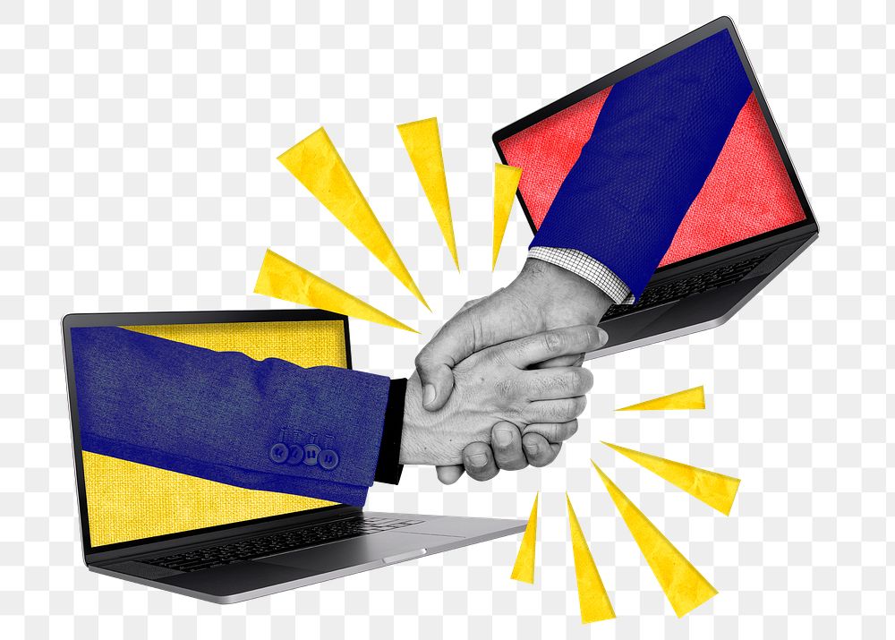 Png online networking handshake business deal remixed media