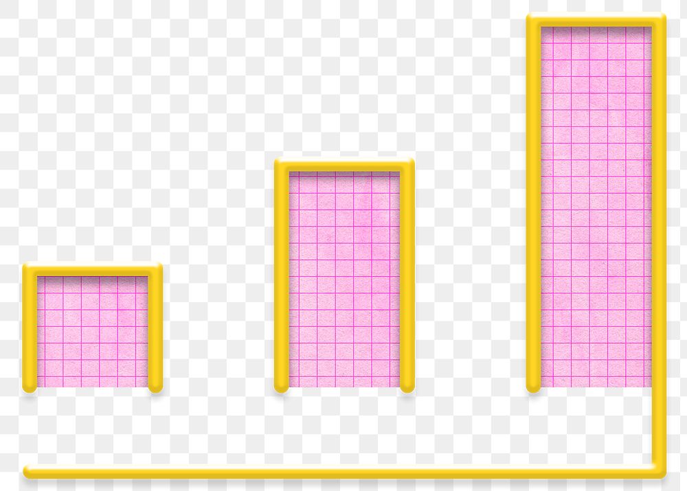 Png pink bar chart business growth element for marketing