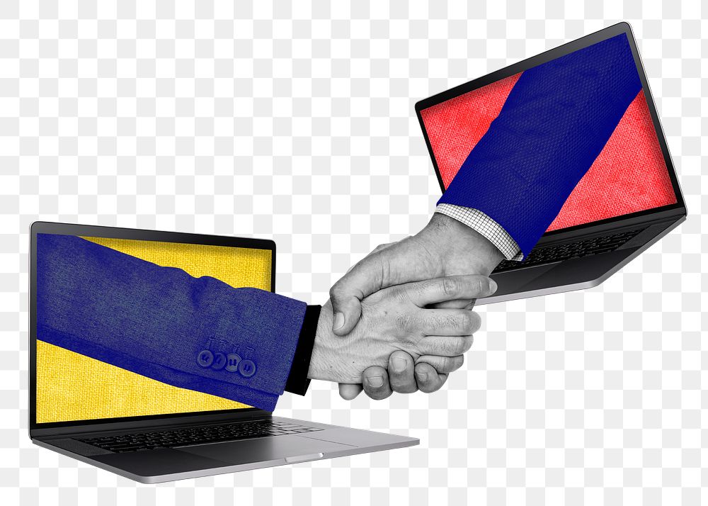 Png online networking handshake business deal remixed media