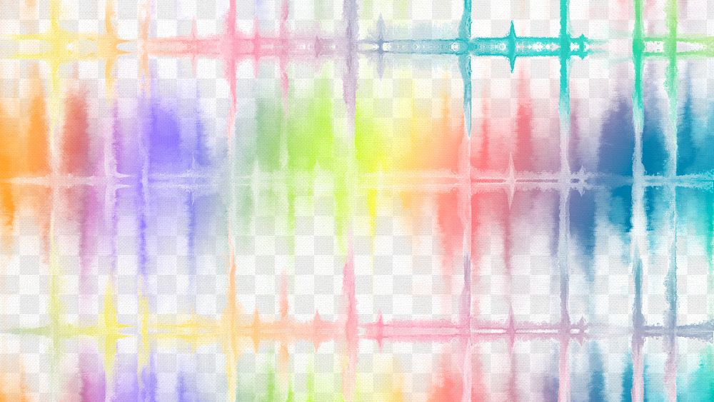 Tie dye png pattern on colorful watercolor transparent background