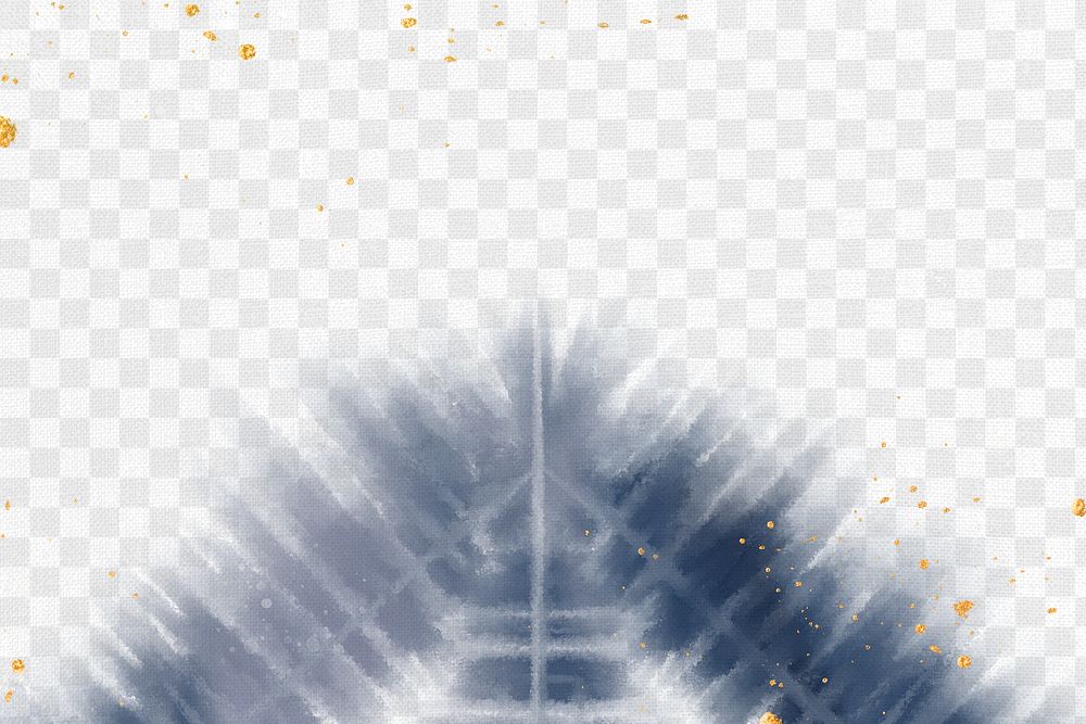 Shibori png transparent background with indigo blue border