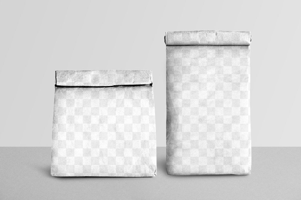 Png transparent folded bags mockup