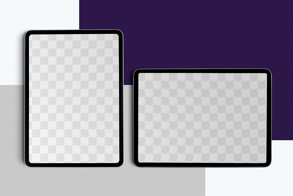 Png tablet screen mockup in vertical and horizontal