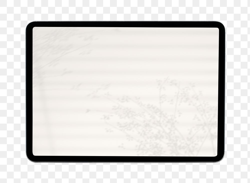 Png tablet screen mockup in horizontal with transparent background