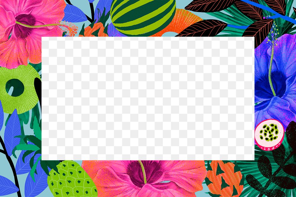 Tropical frame png with colorful pattern