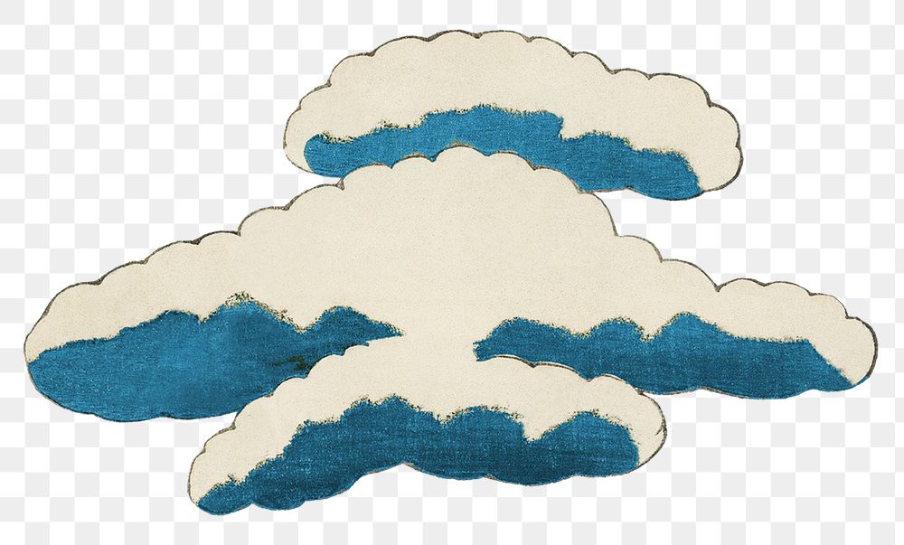 Vintage Japanese cloud png sticker illustration, remixed from public domain artworks