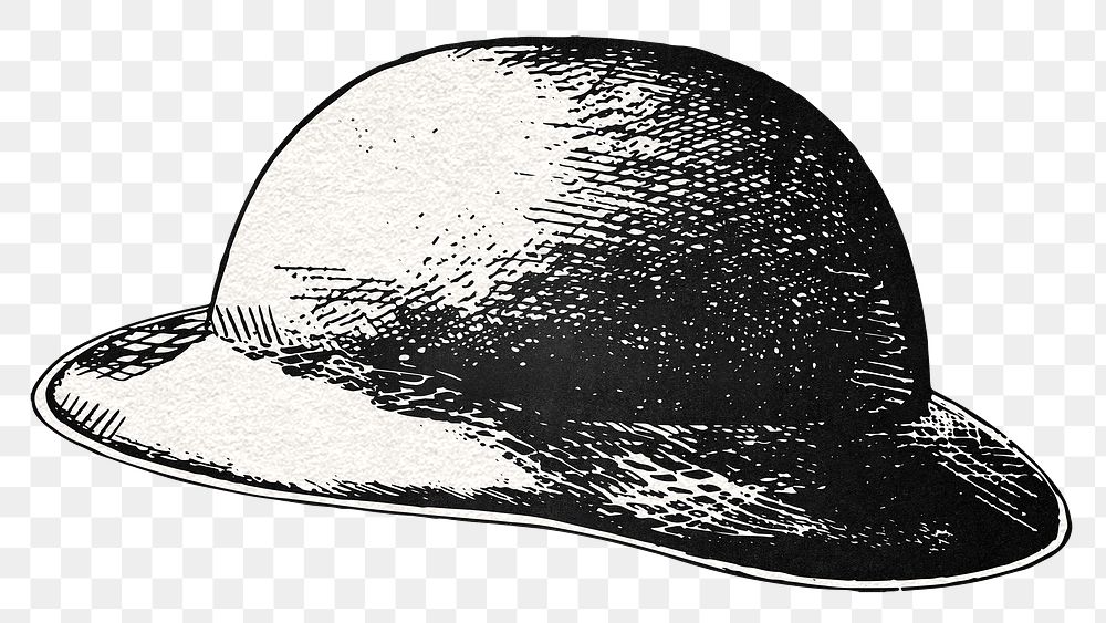Png bowl hat sticker in vintage sketch
