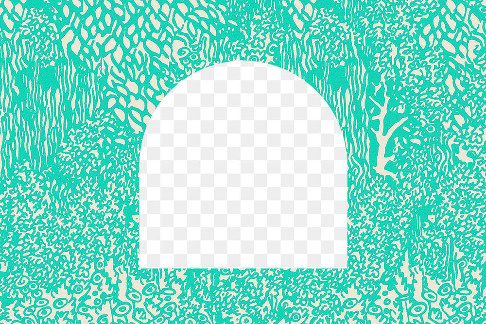 Arch png frame with green gardenia border, remixed from artworks by Moriz Jung