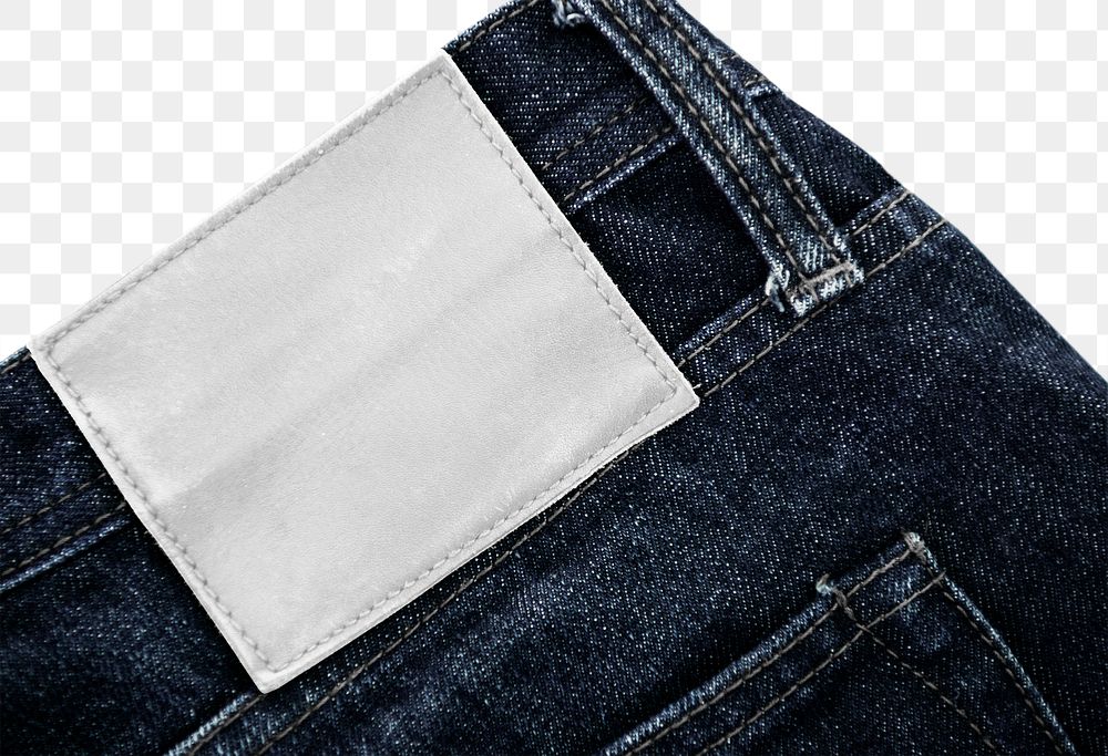 Jeans label png mockup with transparent background 