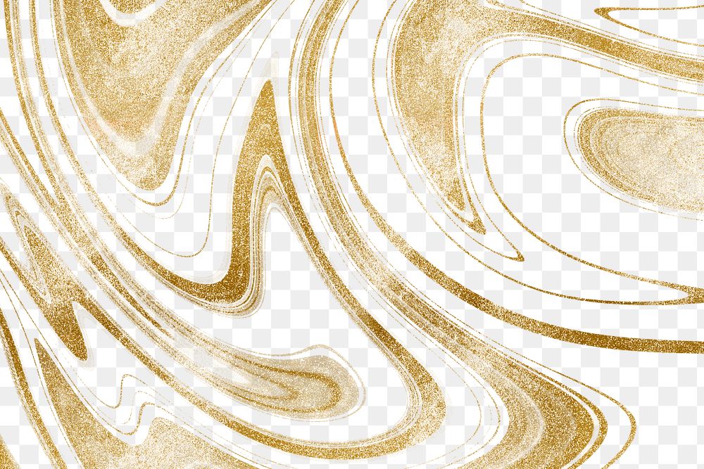 Liquid marble transparent background png in gold tone