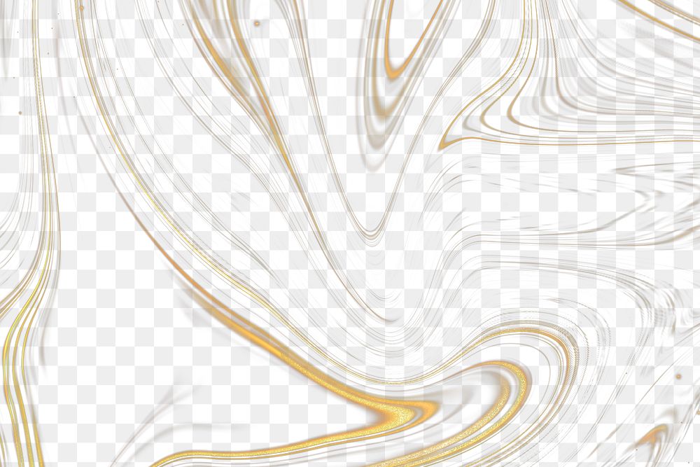 Fluid art transparent background png in gold tone