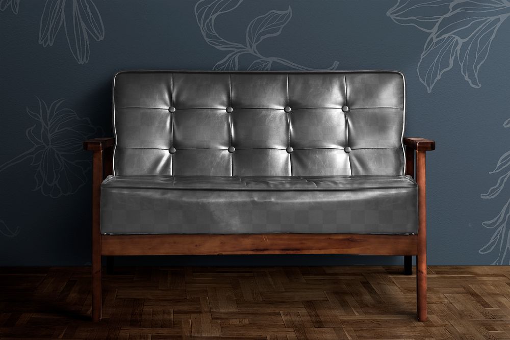 Sofa png transparent mockup in leather