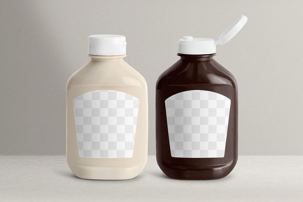 Bottle png mockup for pantry staples with label