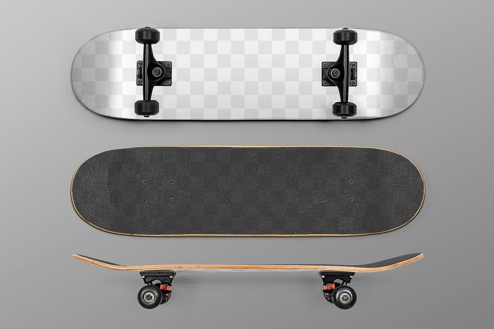 Skateboard png mockup transparent sport equipment