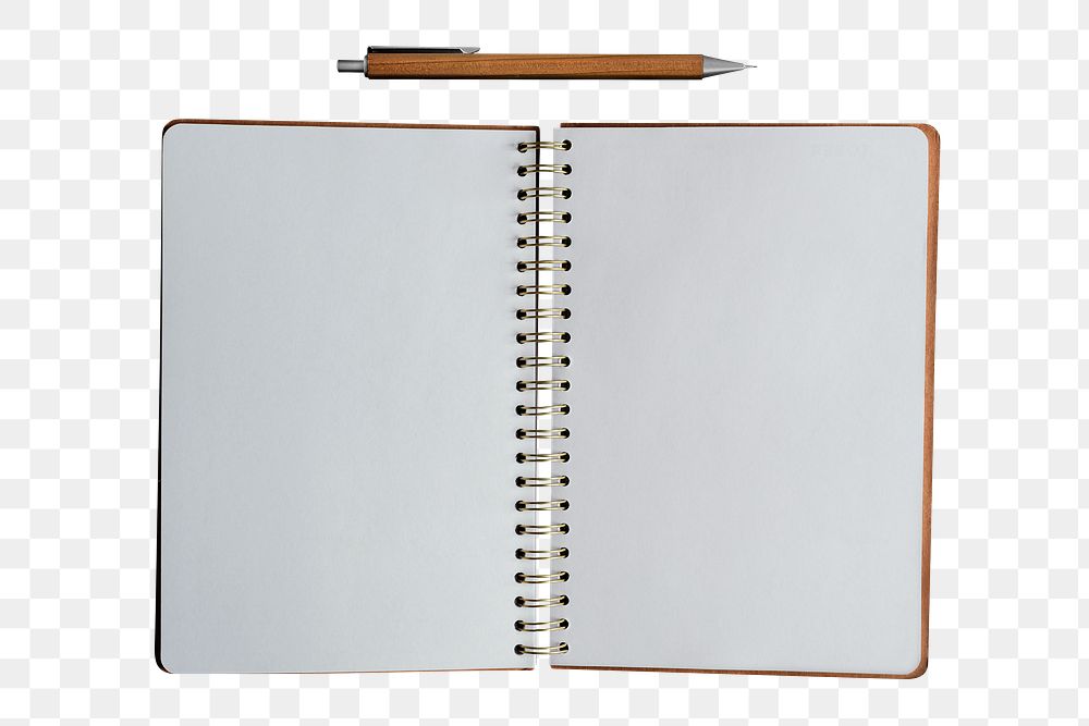 Pages png notebook mockup on transparent background