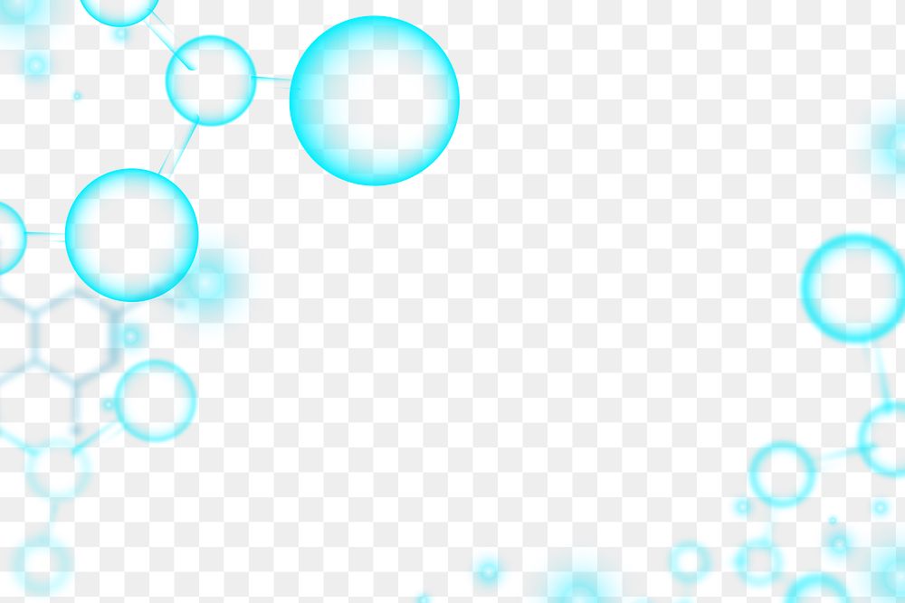 Molecular background nanotechnology png border in blue with blank space