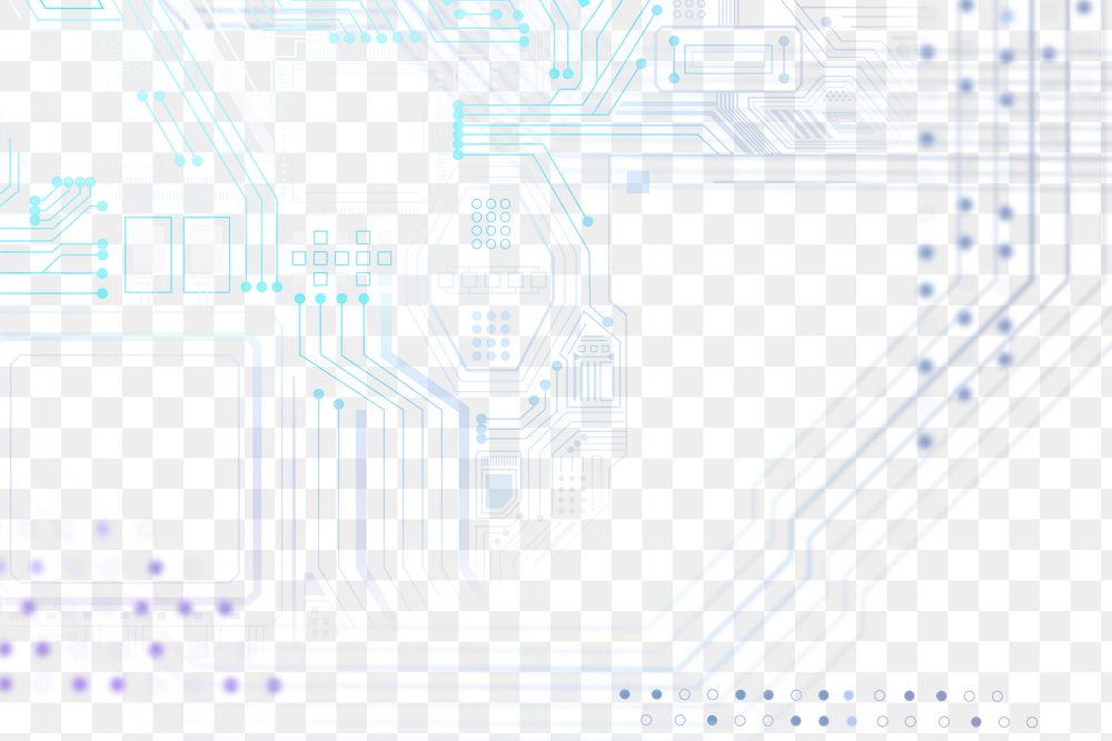 Motherboard circuit technology background png in blue