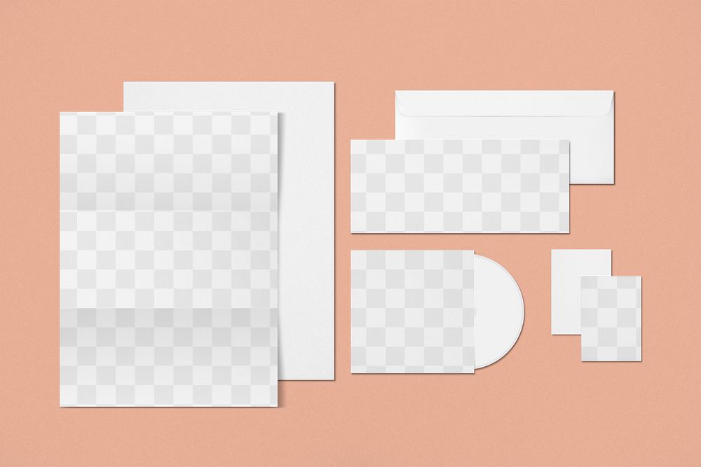 Corporate identity transparent mockup png set for business enterprise