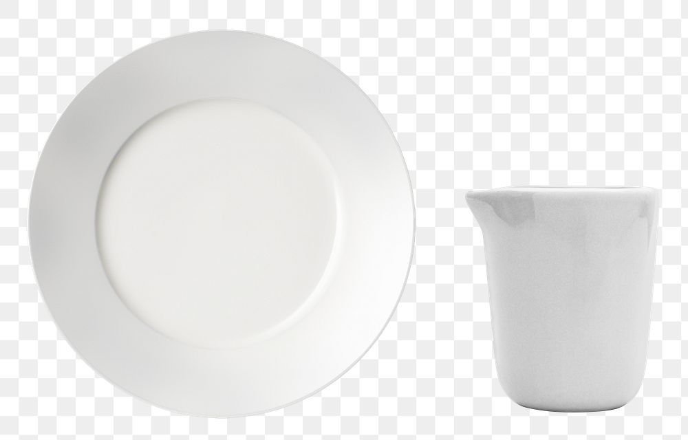 Mug and plate mockup png set in minimal style