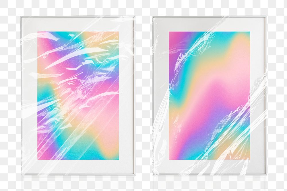 Picture frames png, gradient design, isolated object transparent background