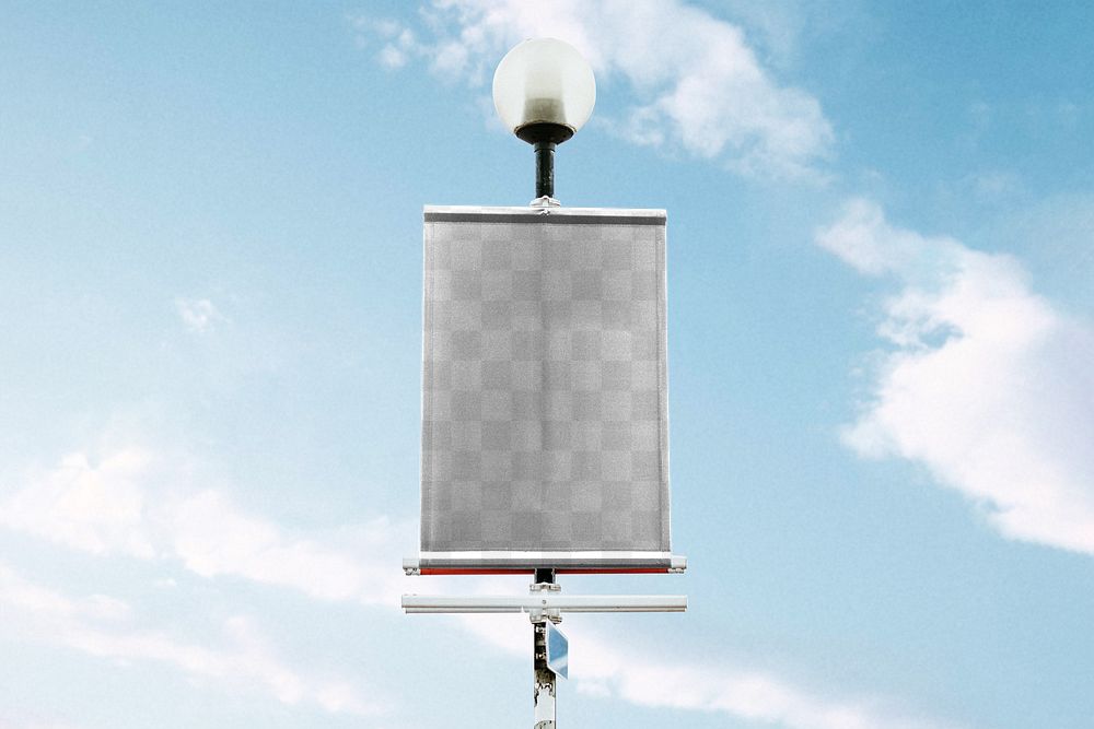Banner mockup psd on a street light pole