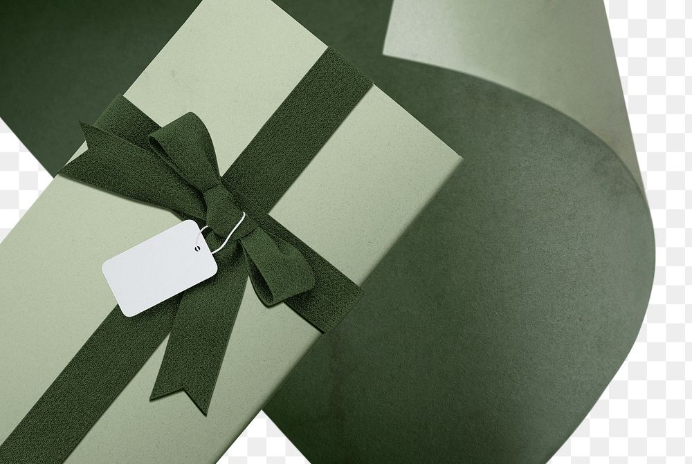 Birthday present box mockup png in green