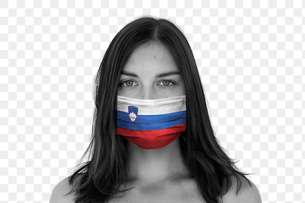 Slovenian woman wearing a face mask during coronavirus pandemic