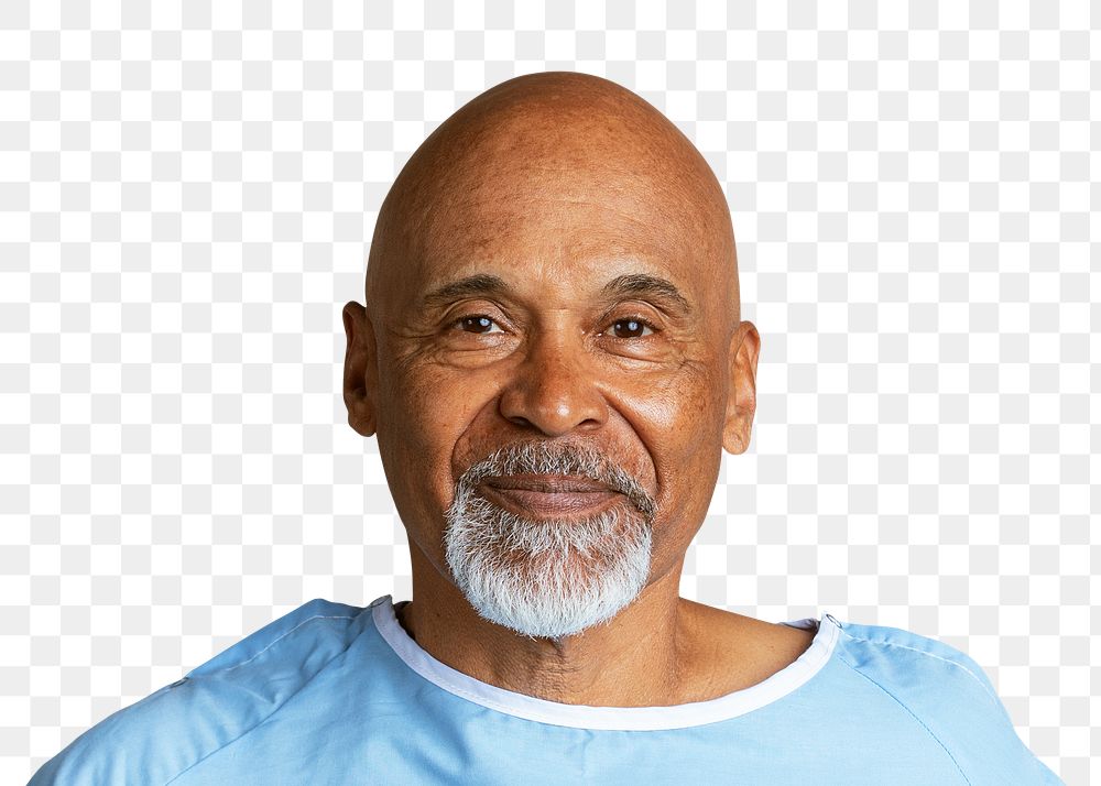 Senior man png transparent, hospital patient portrait