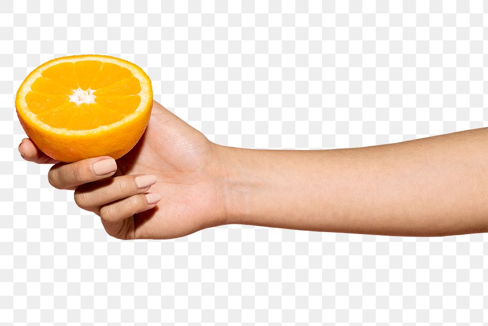 Woman holding half an orange design resource 