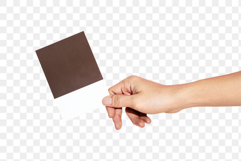 Hand holding a paper transparent png