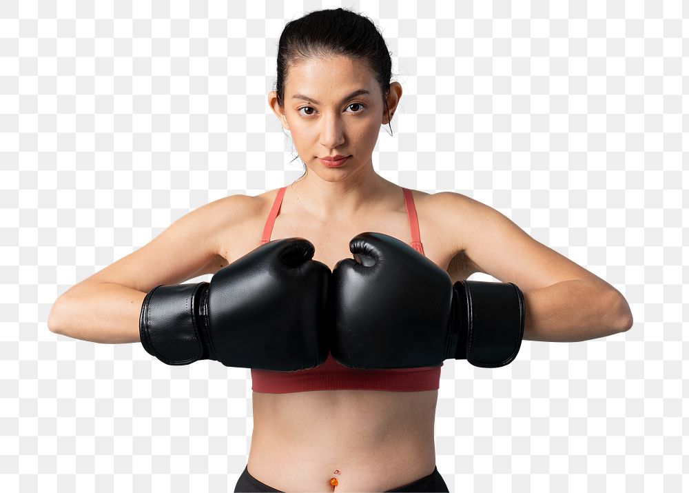 Sportive woman ready to fight transparent png