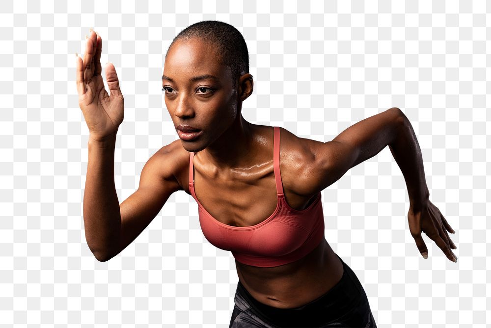 Sporty black women running transparent png