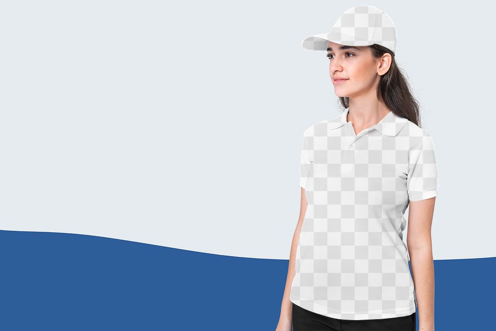 Png polo shirt and cap transparent mockup women apparel shoot