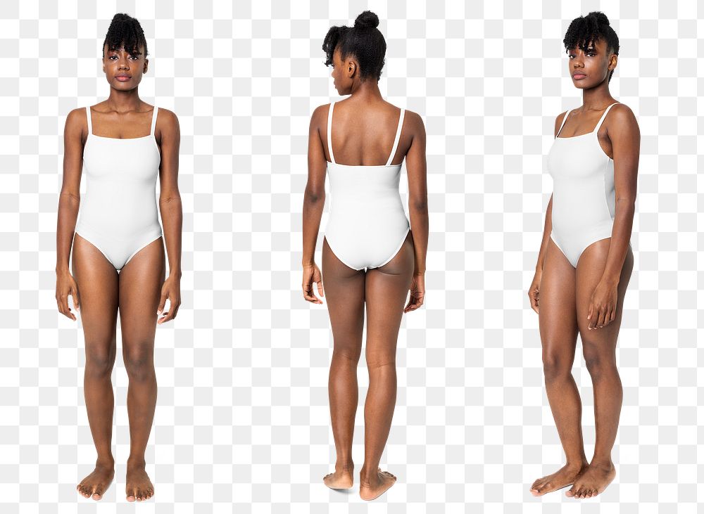 Woman in swimsuit png mockup one-piece summer apparel set