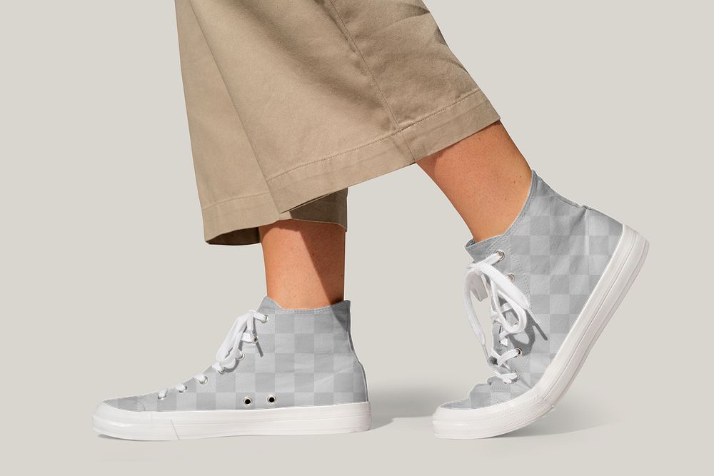 Png plain sneakers transparent mockup unisex streetwear fashion shoot