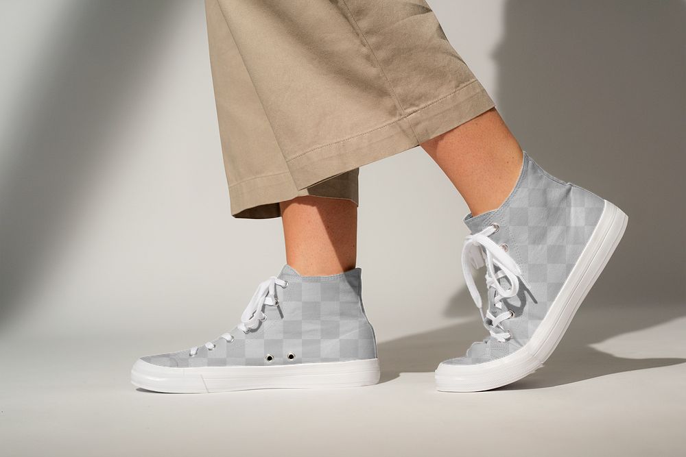 Png plain sneakers transparent mockup unisex streetwear fashion shoot