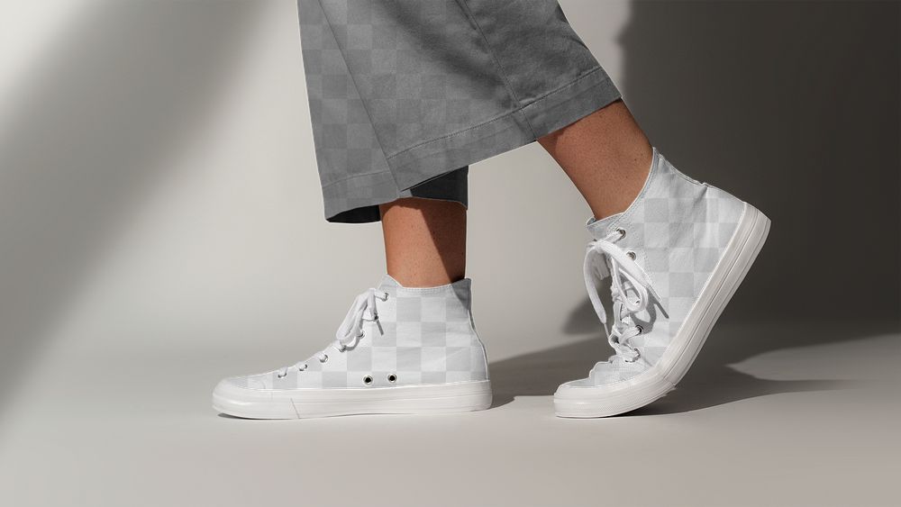 Png plain sneakers transparent mockup unisex streetwear fashion shoot