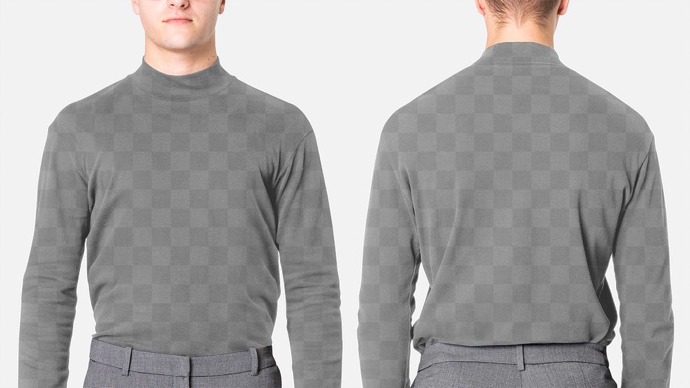 Turtleneck png shirt mockup transparent men&rsquo;s casual business wear