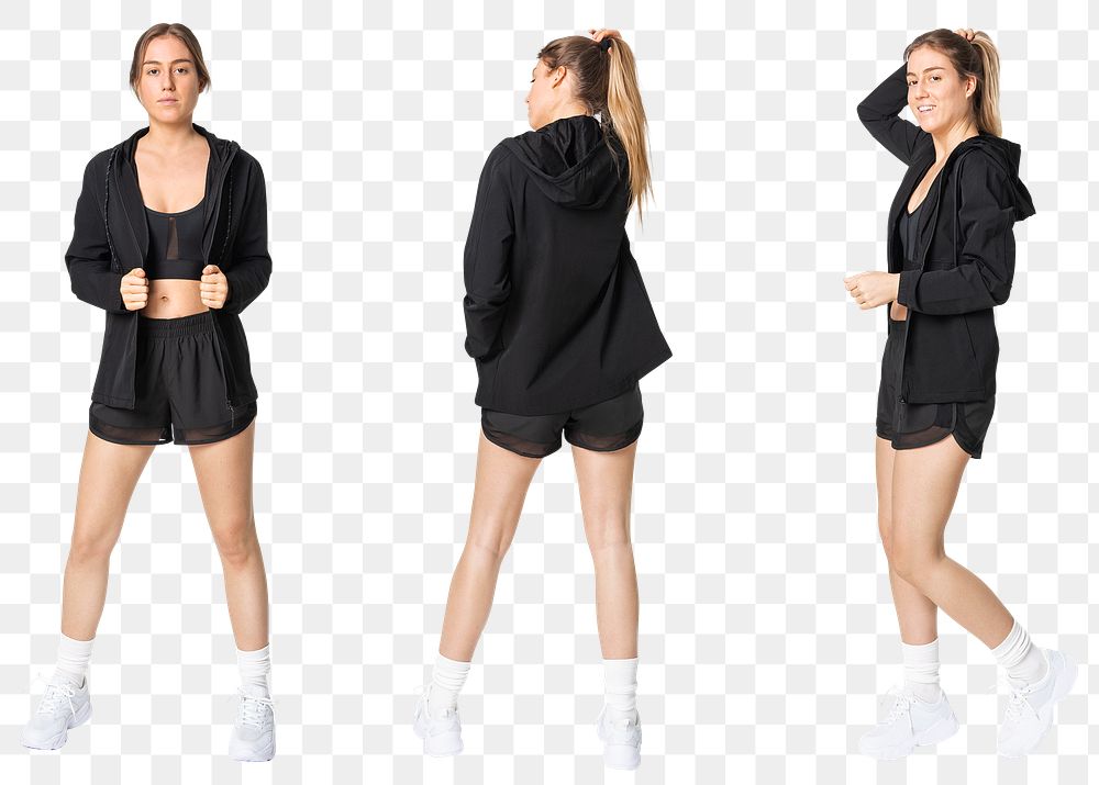 Woman png mockup in windbreaker jacket sportswear fashion